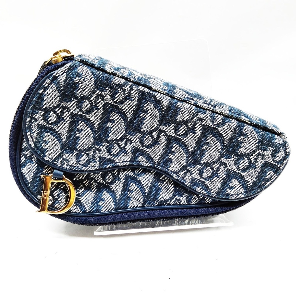 Dior Navy and White Patterned Cosmetic Case